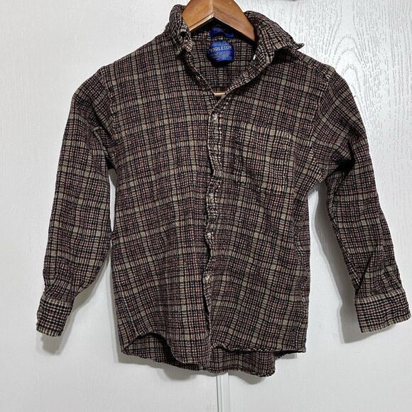 Pendleton Shirt Mens Virgin Wool Small Tagged Large *Shrunk* See Photos - Picture 1 of 7